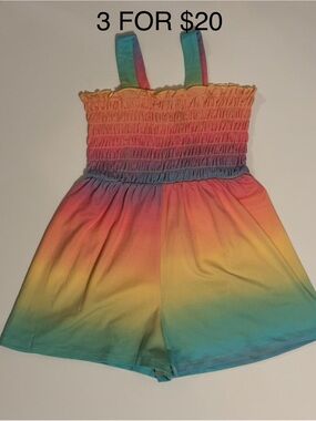 🌟 Zunie Girls 5T Rainbow Ombre Romper NWOT